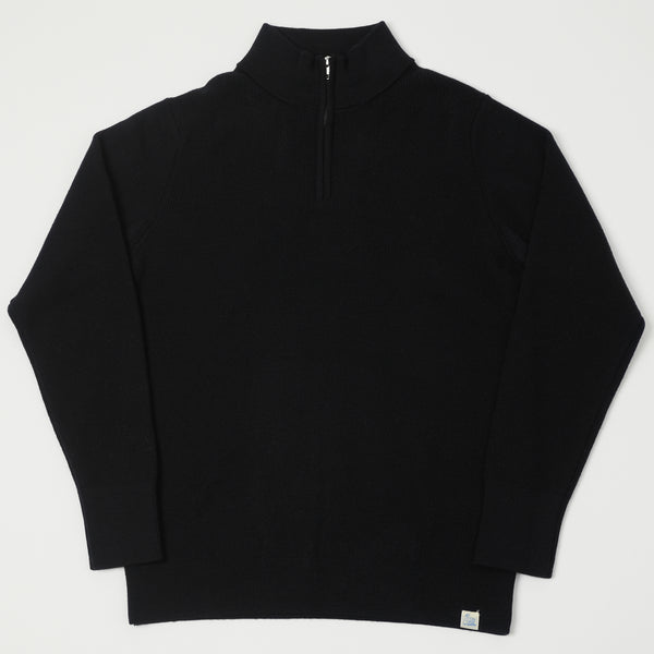 Merz b. Schwanen MWZP04 Zip Front Knit Pullover - Deep Black