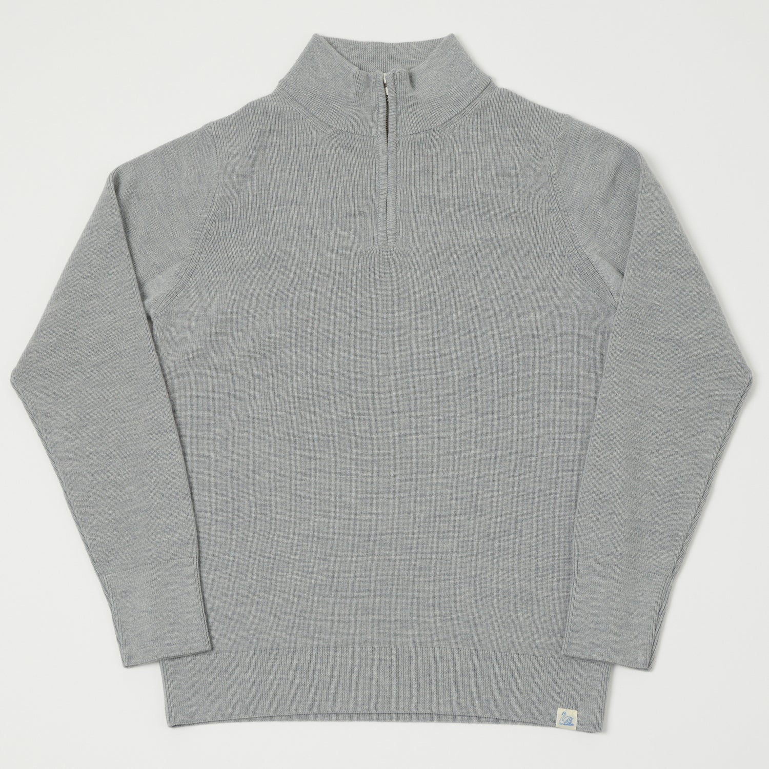 Merz b. Schwanen 'Good Basics' Merino Wool Quarter Zip Pullover - Grey Marl