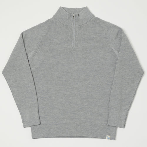 Merz b. Schwanen 'Good Basics' Merino Wool Quarter Zip Pullover - Grey Marl