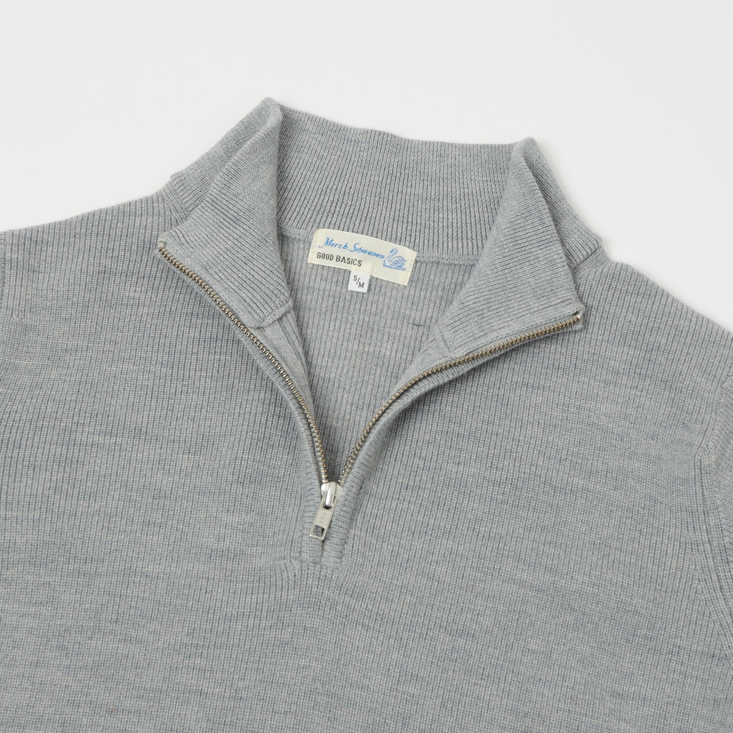 Merz b. Schwanen 'Good Basics' Merino Wool Quarter Zip Pullover - Grey Marl