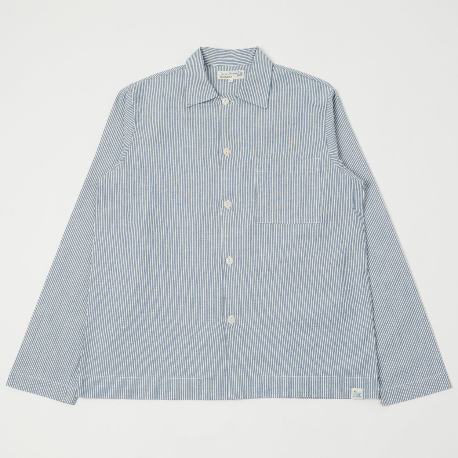 Merz b. Schwanen 'Good Basics' Pyjama Top - Denim Blue/Natural