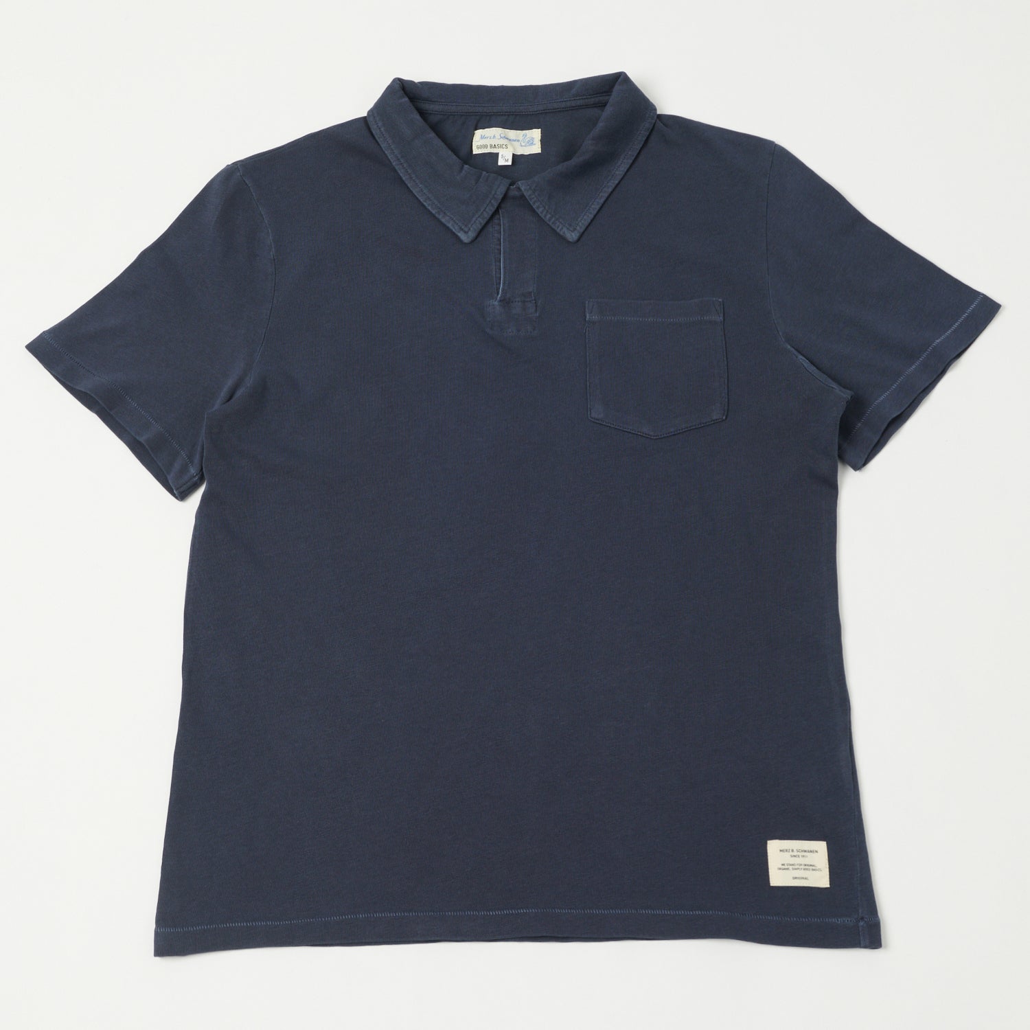 Merz b. Schwanen 'Good Basics' Polo Shirt - Denim Blue