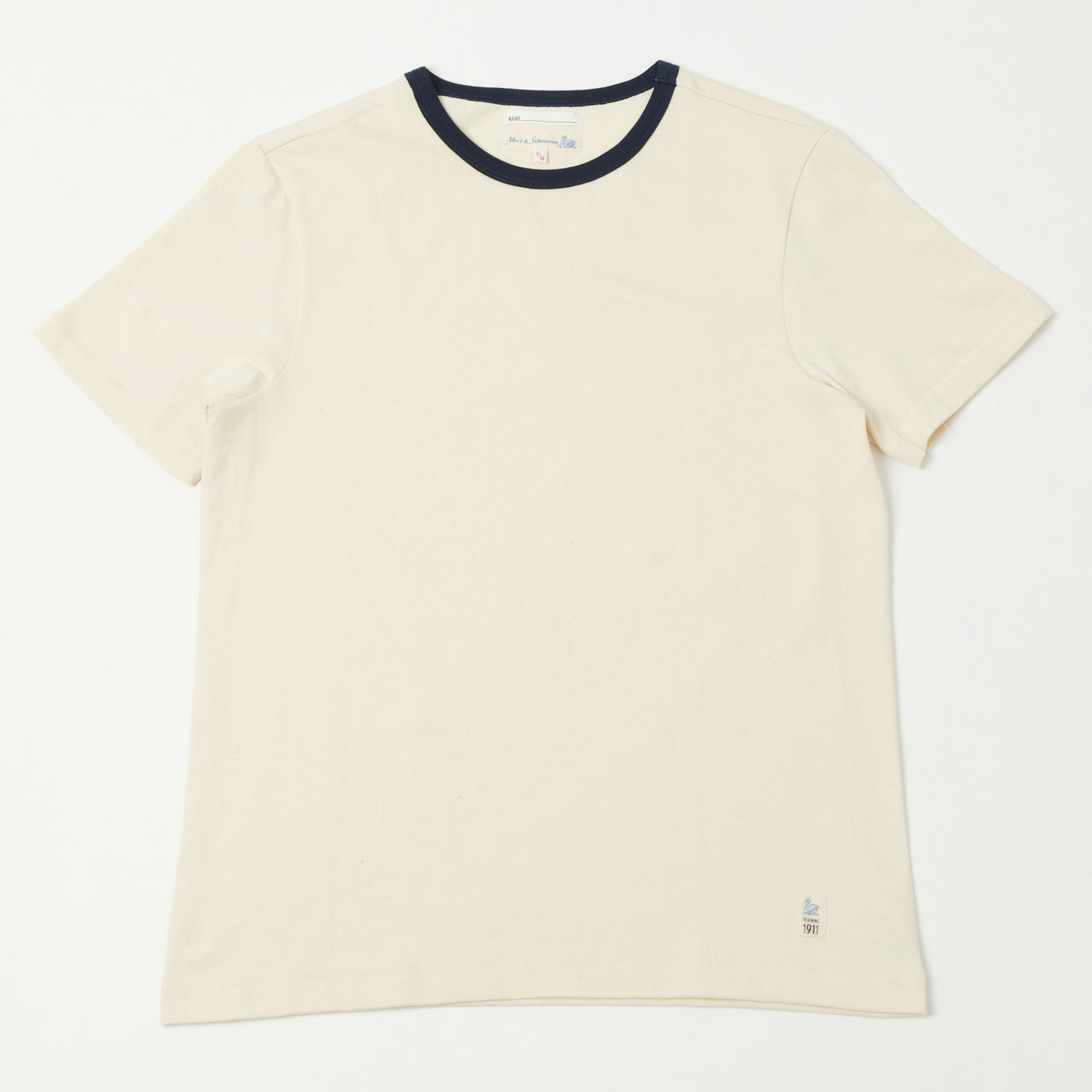 Merz b. Schwanen TR215B Classic Ringer T-Shirt - Nature/Ink Blue