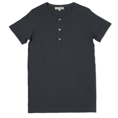 Merz b. Schwanen 204 Short Sleeve Henley - Navy