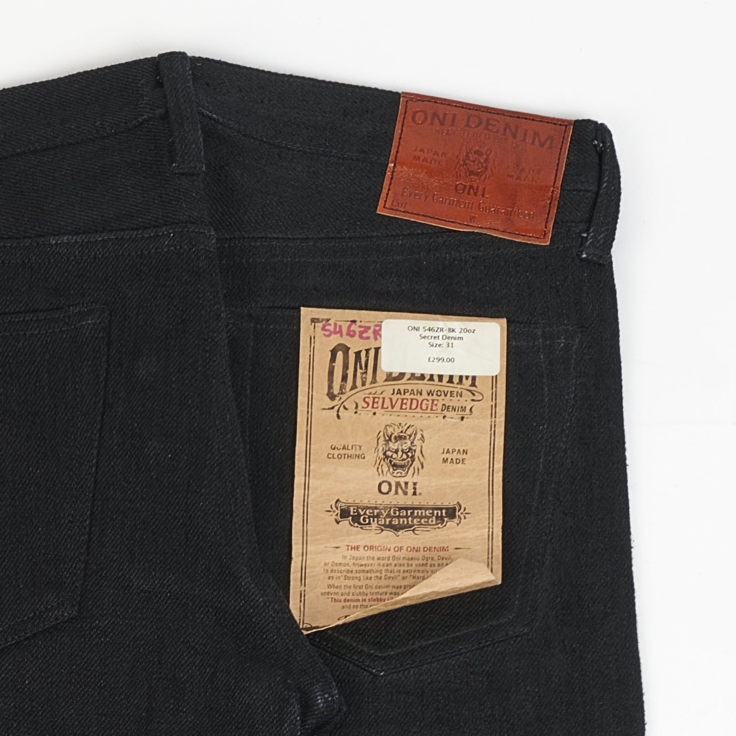 ONI Denim 546ZR-BK Secret Denim Regular Tapered Jean - Raw
