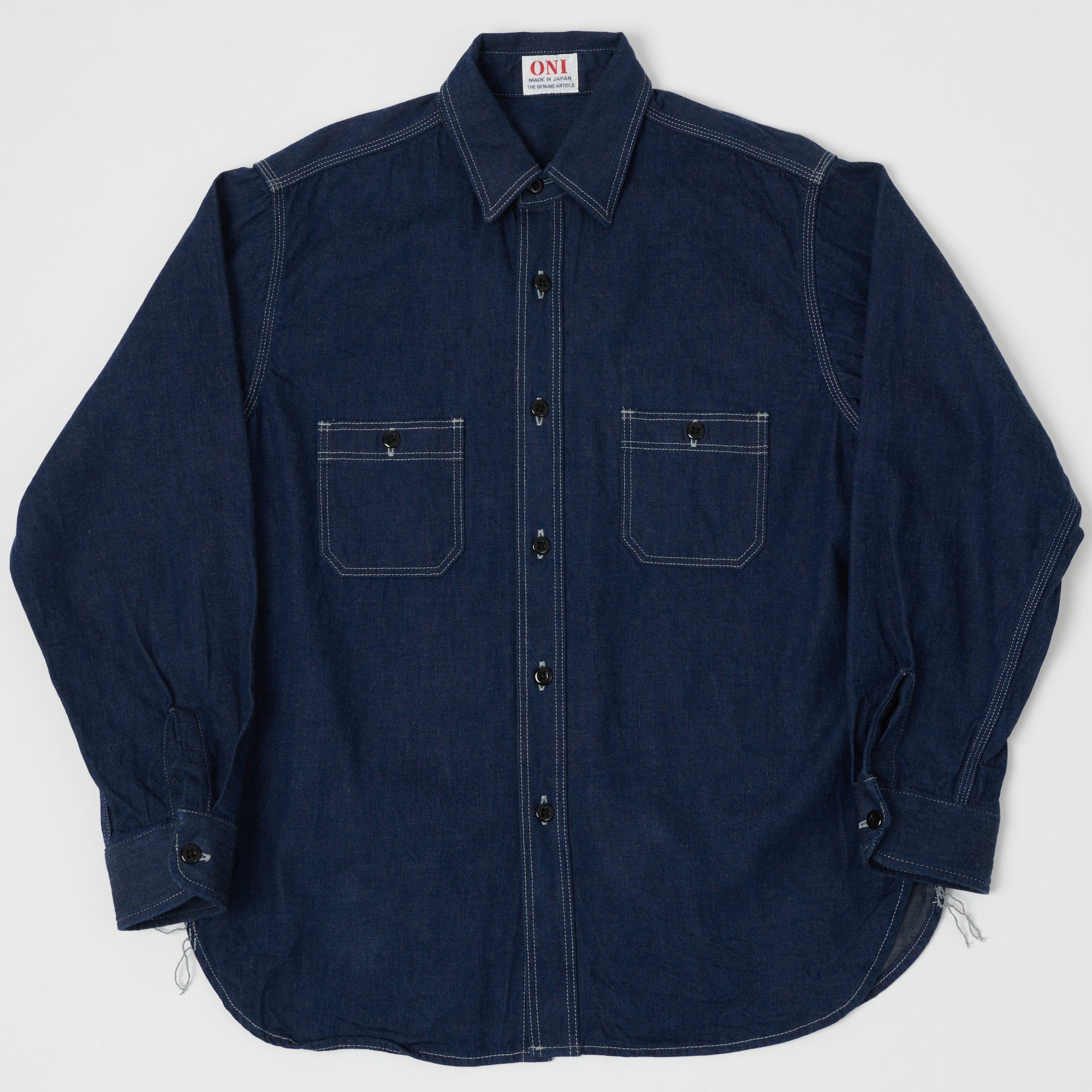 ONI Denim 02105-IDG 'Yokonezu' 10oz Denim Grey Weft Work Shirt - Rinsed