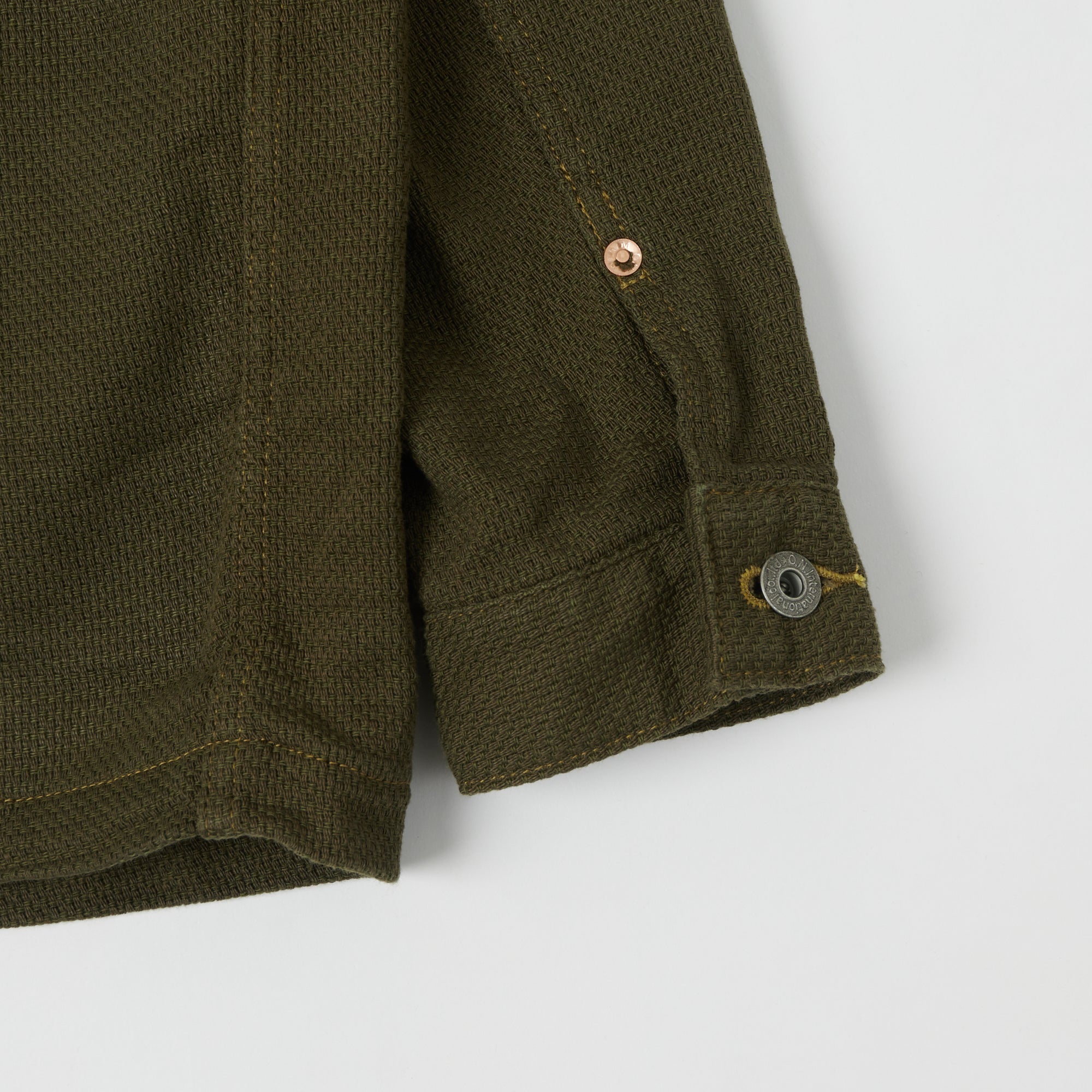 ONI Denim 03100-OLVDR Sashiko Dobby Coverall Jacket - Olive Drab