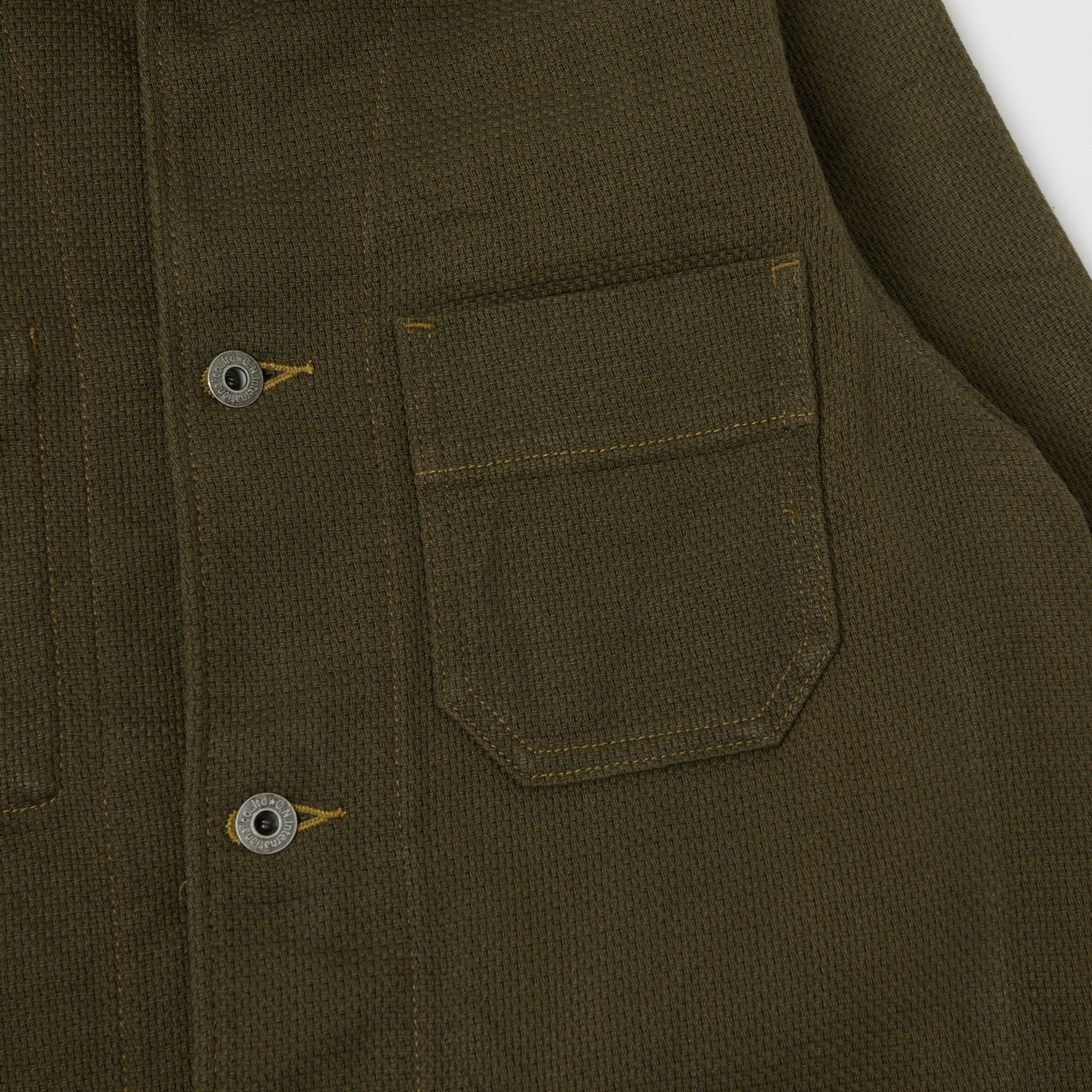 ONI Denim 03100-OLVDR Sashiko Dobby Coverall Jacket - Olive Drab