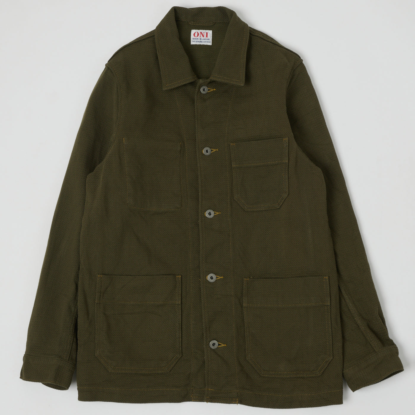 ONI Denim 03100-OLVDR Sashiko Dobby Coverall Jacket - Olive Drab