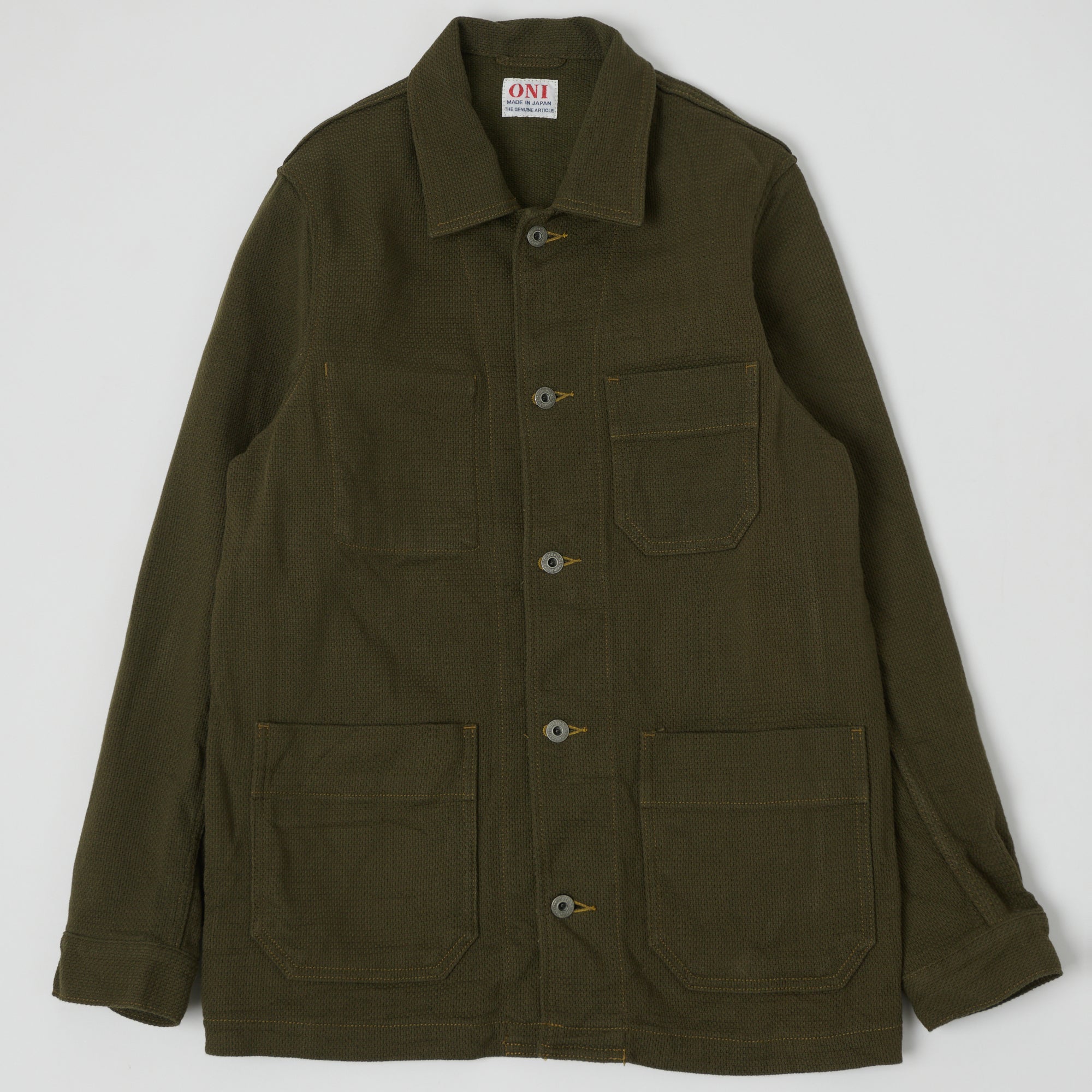 ONI Denim 03100-OLVDR Sashiko Dobby Coverall Jacket - Olive Drab
