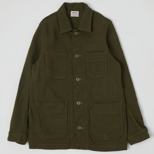 ONI Denim 03100-OLVDR Sashiko Dobby Coverall Jacket - Olive Drab