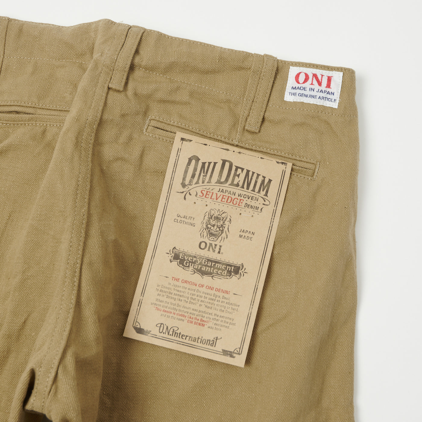 ONI Denim 727KH 12oz Khaki Beige Sulfur Slim Straight Chino