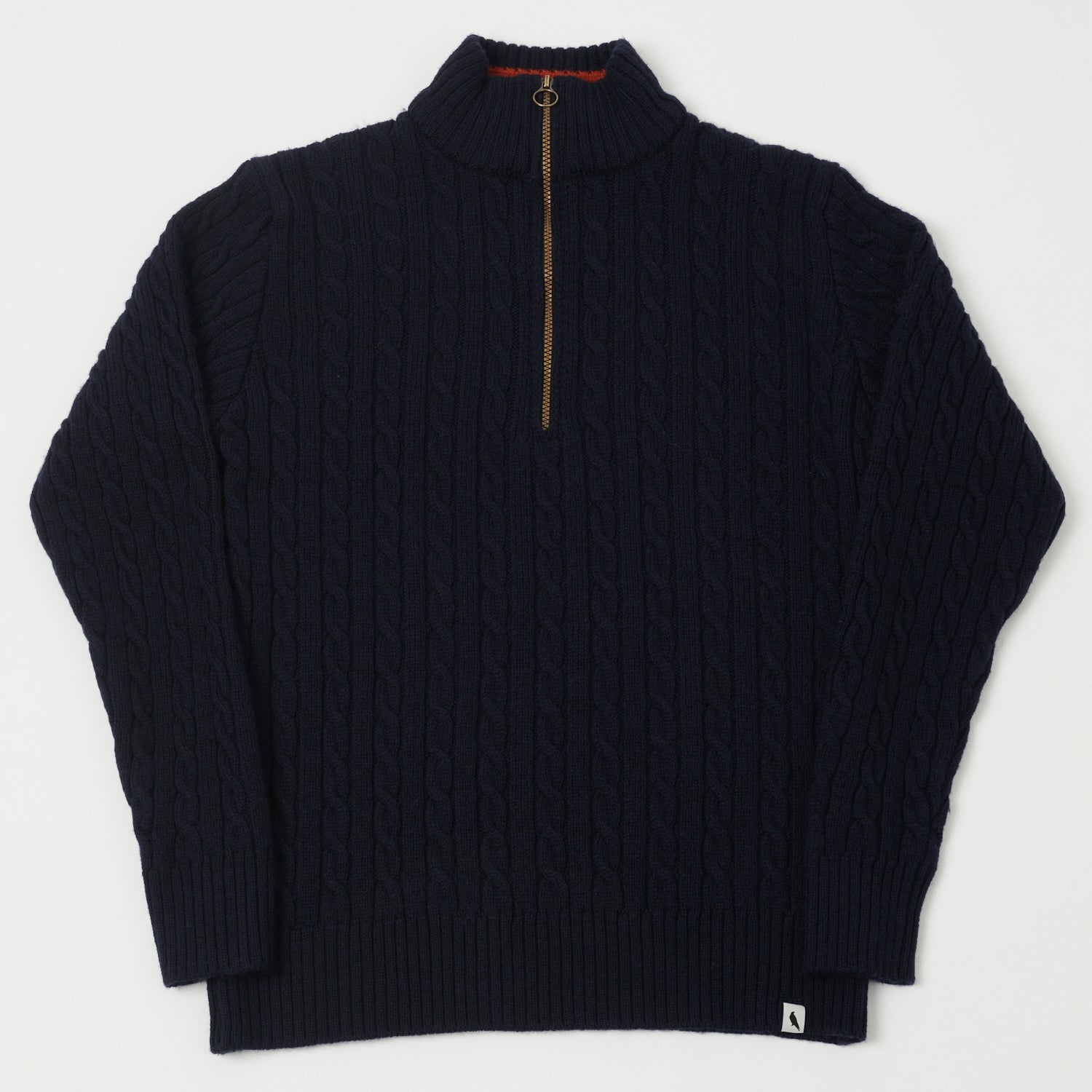 Peregrine Cable Knit Quarter Zip Jumper - Navy