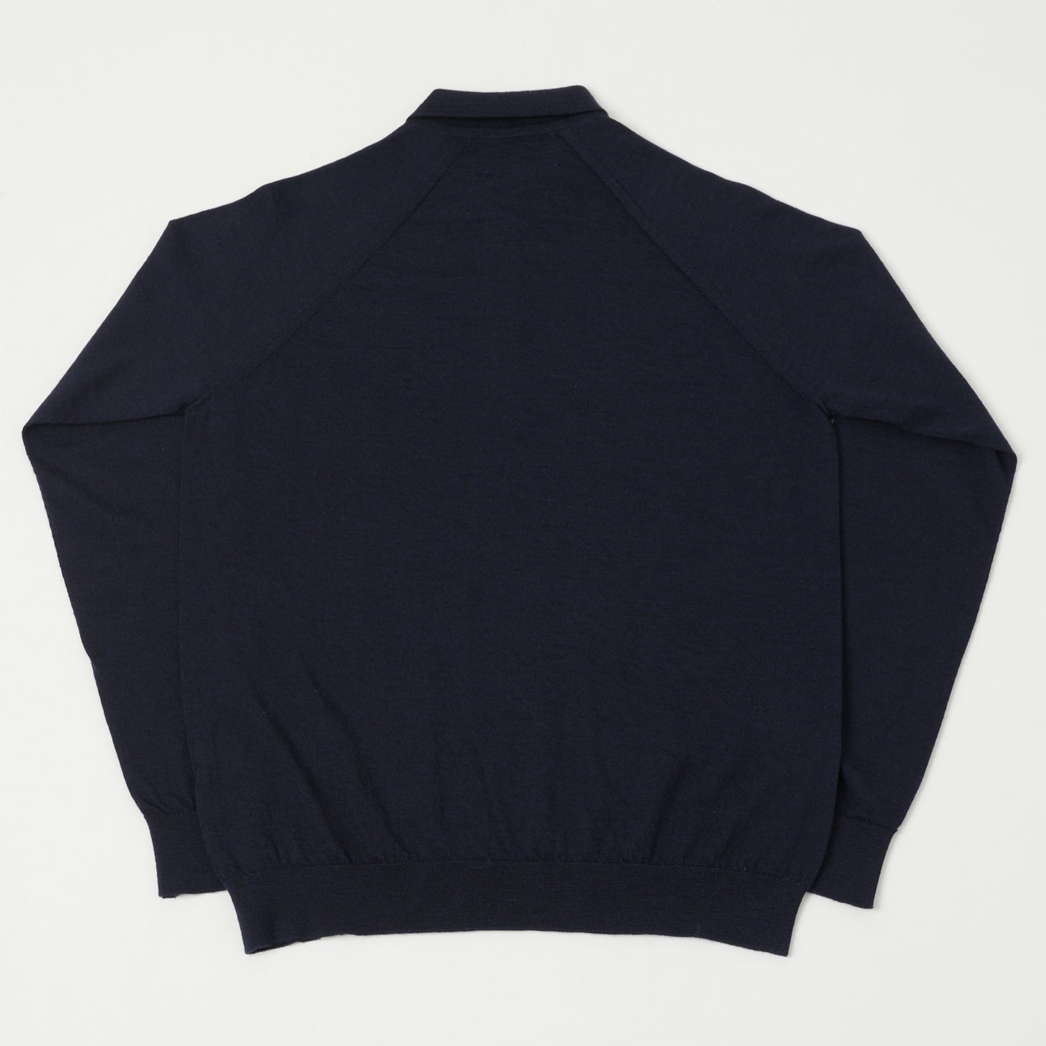 Peregrine Long Sleeve Wool Polo Shirt - Navy