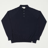 Peregrine Long Sleeve Wool Polo Shirt - Navy