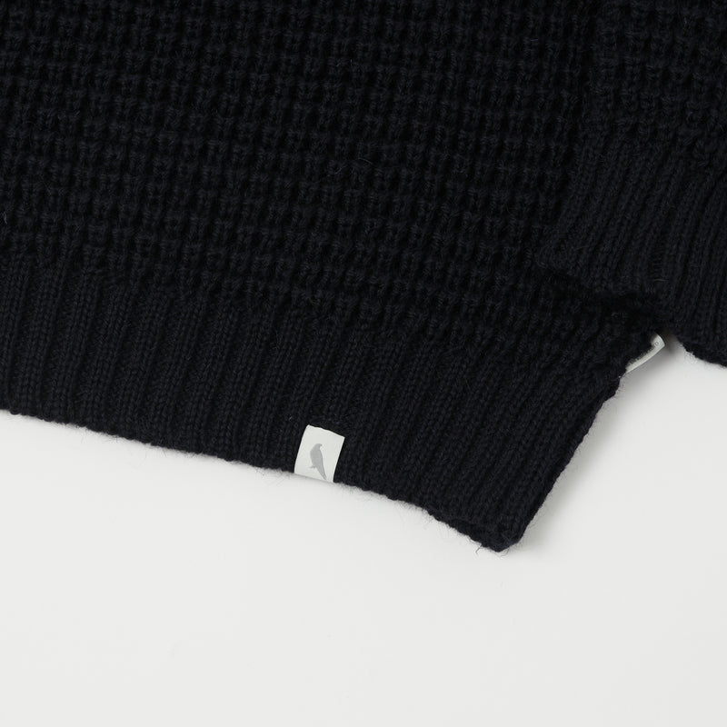 Peregrine Waffle Crew Neck Jumper - Navy