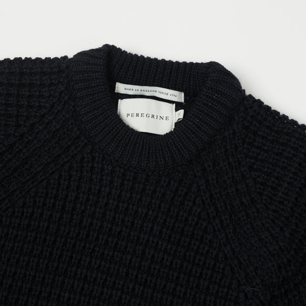 Peregrine Waffle Crew Neck Jumper - Navy