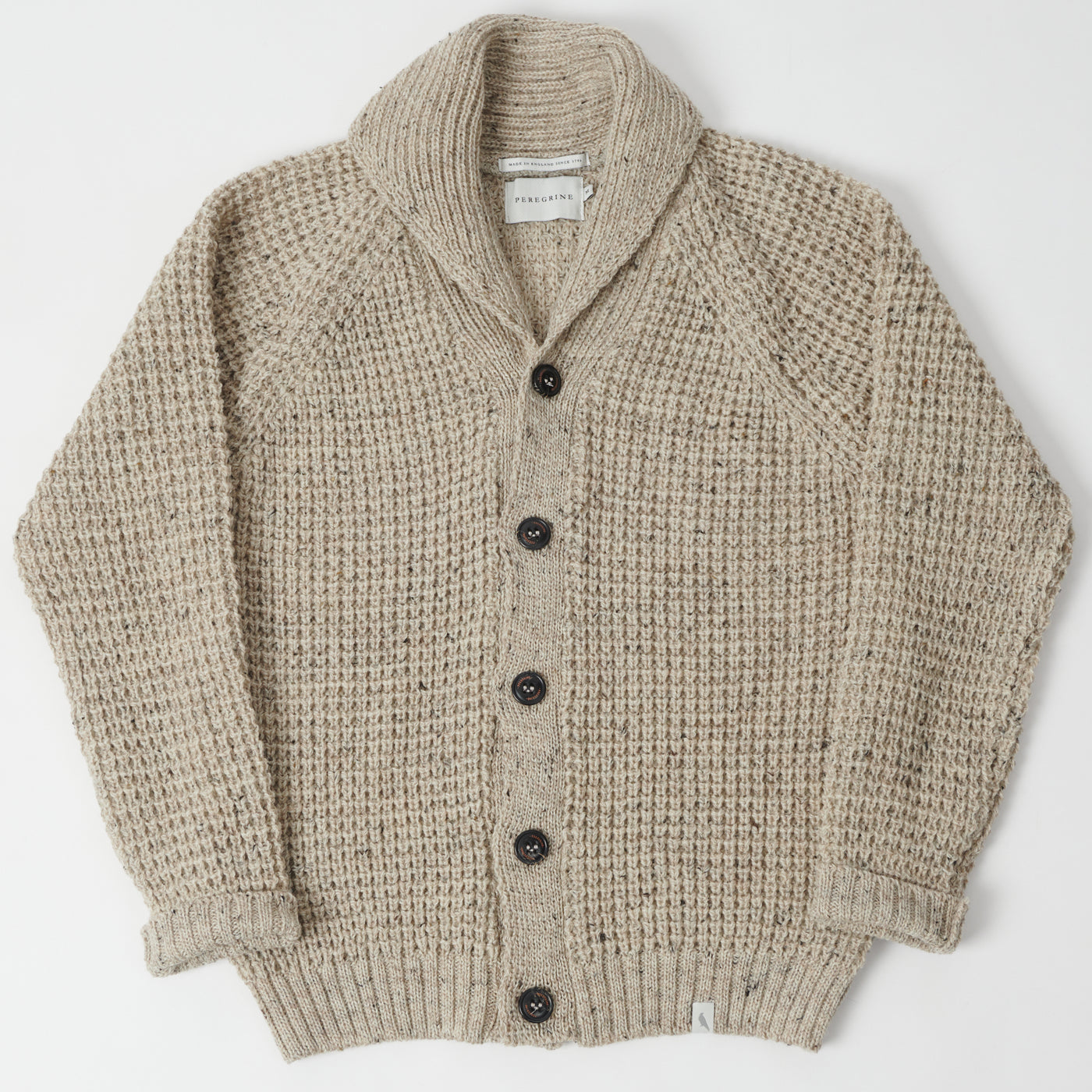 Peregrine Waffle Knit Shawl Collar Cardigan - Skiddaw
