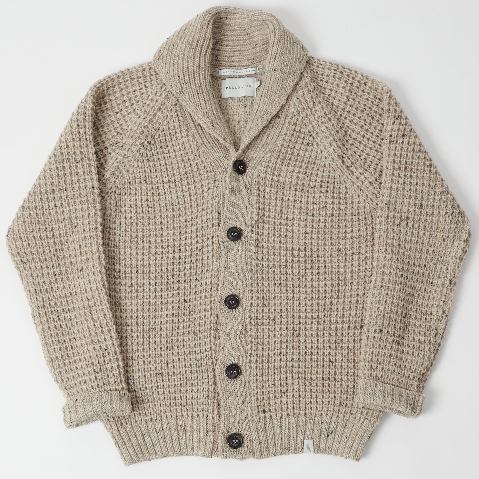 Peregrine Waffle Knit Shawl Collar Cardigan - Skiddaw