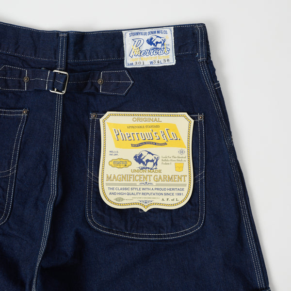 Pherrows 301 Denim Work Pants - Blue