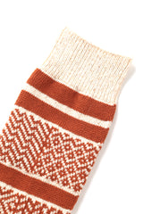 RoToTo Multi Jacquard Sock - Ivory/Rust