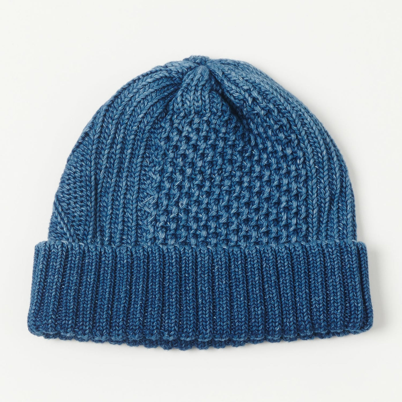 RoToTo Cotton Aran Watch Cap - Mid Denim