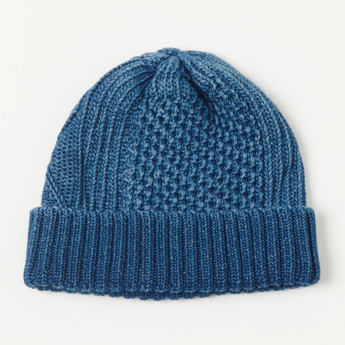 RoToTo Cotton Aran Watch Cap - Mid Denim