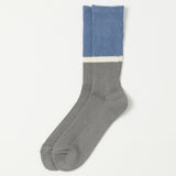 RoToTo Bicolor Ribbed Crew Socks - Light Blue/Dark Grey