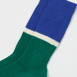 RoToTo Bicolor Ribbed Crew Socks - Blue/Green