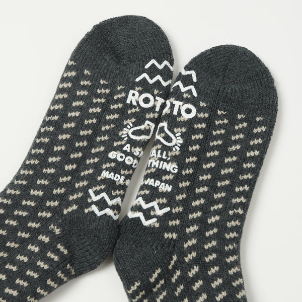 RoToTo Bird's Eye Comfy Room Sock - Charcoal