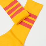 RoToTo Fine Pile Striped Crew Socks - Yellow/Poppy