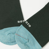 RoToTo 'Merino Wool' Hybrid Crew Socks - Dark Green/Light Blue