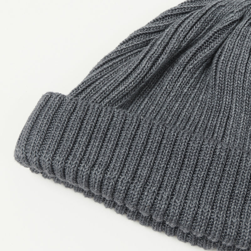 RoToTo Cotton Roll Up Beanie - Black Denim