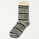 RoToTo Multi Jacquard Sock - Ivory/Black