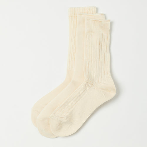 RoToTo Organic Daily Three Pack Sock - Ecru