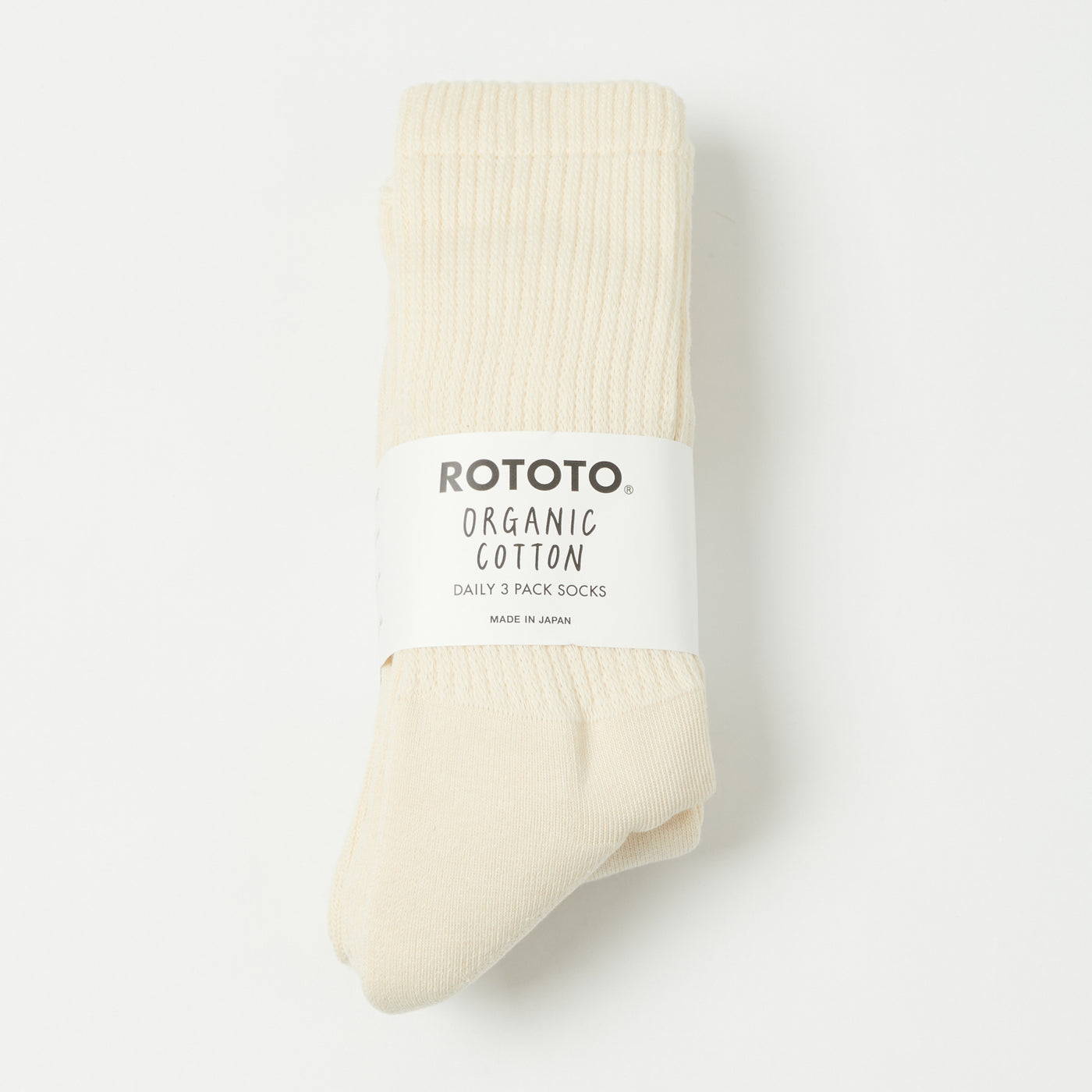 RoToTo Organic Daily Three Pack Sock - Ecru