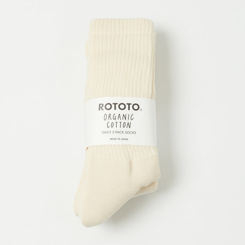 RoToTo Organic Daily 3-Pack Sock - Ecru