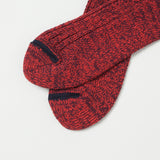 RoToTo Recycled Cotton Ribbed Crew Socks - Red/Burgundy