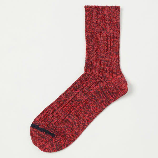 RoToTo Recycled Cotton Ribbed Crew Socks - Red/Burgundy