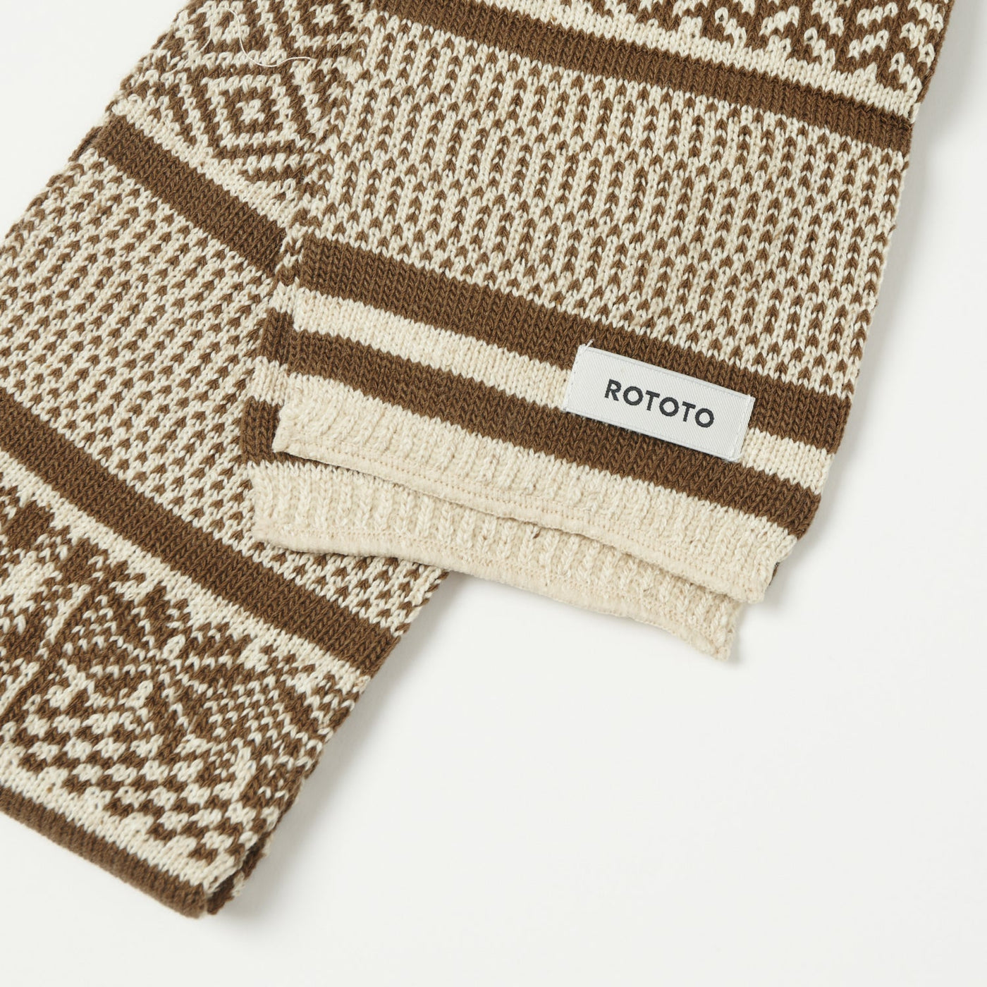 RoToTo Sockstole Scarf - Ivory/Greyish Brown