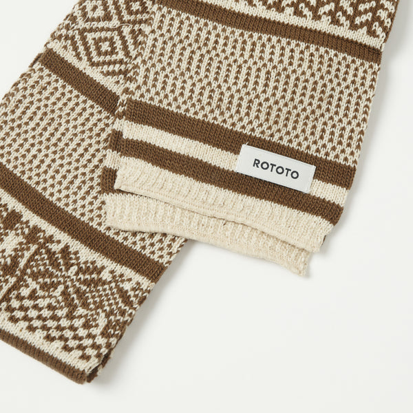 RoToTo Sockstole Scarf - Ivory/Greyish Brown