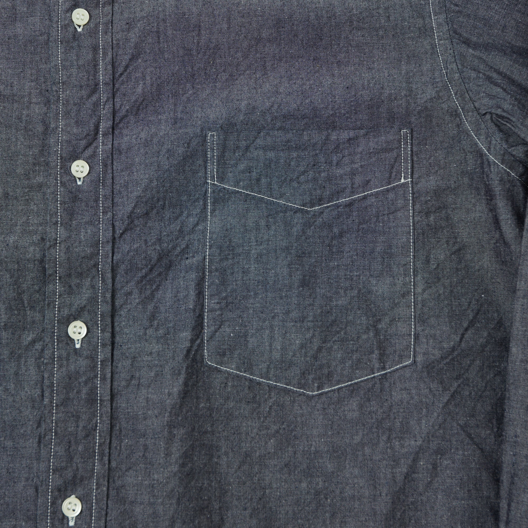 Spellbound Stand Collar Chambray Shirt - Navy