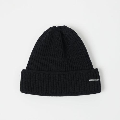 Stetson Ribbed Wool Beanie - Black