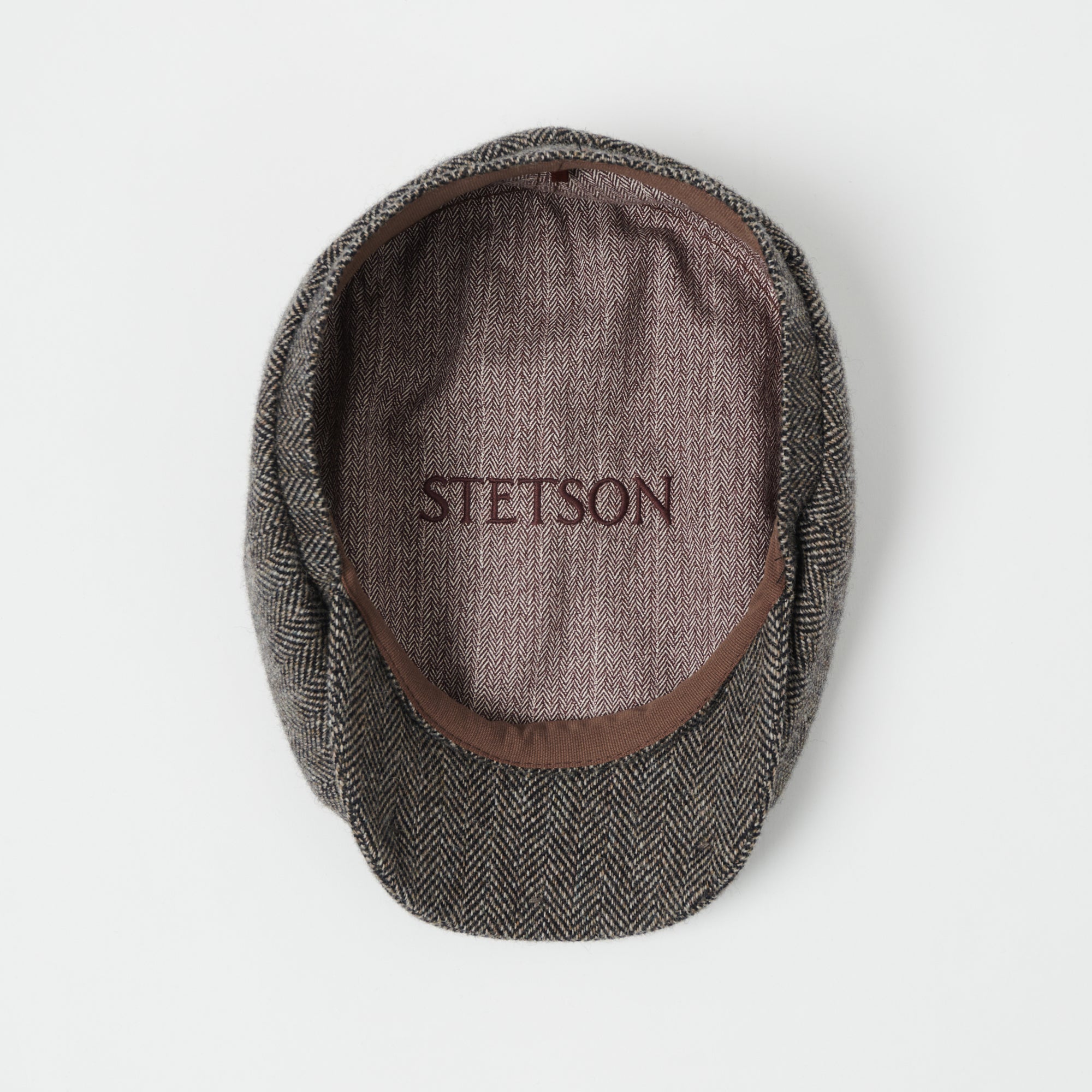 Stetson Hatteras Woolrich Herringbone Flat Cap - Grey