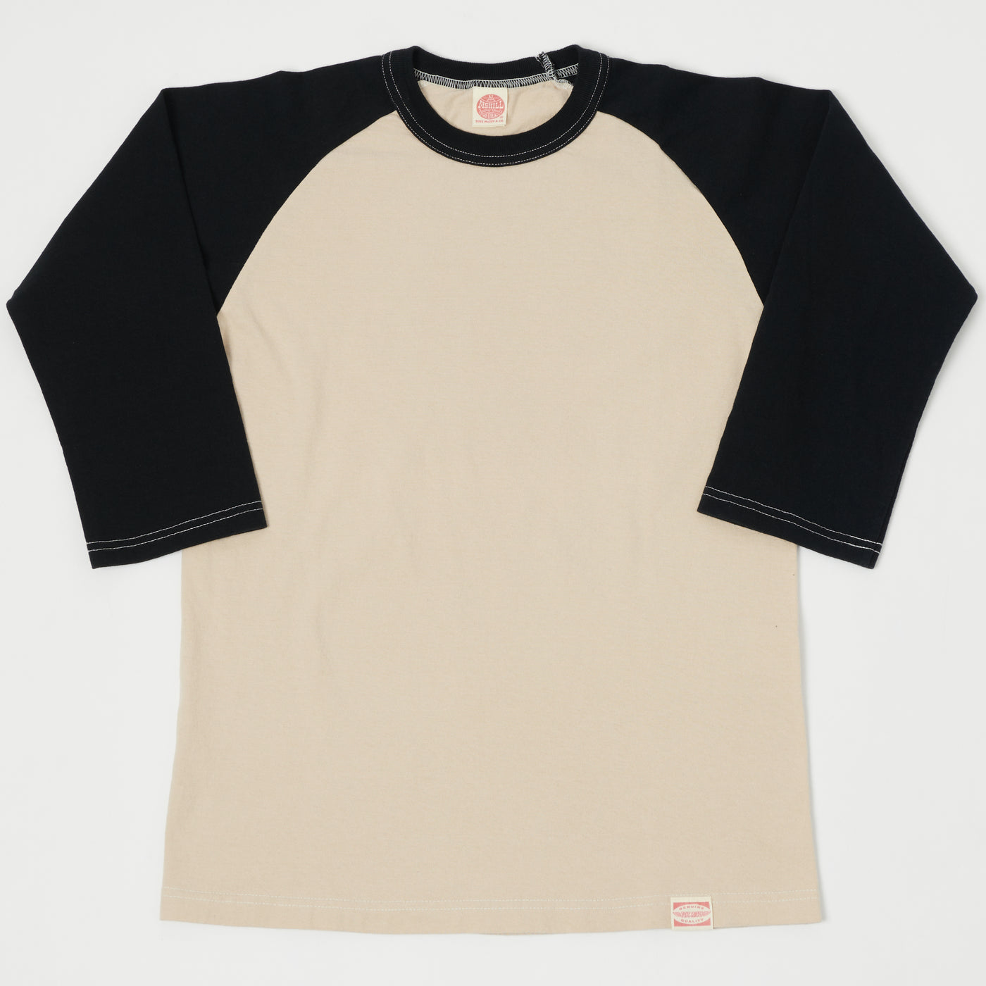 TOYS McCOY Raglan Sleeve Baseball T-Shirt - Ivory/Black