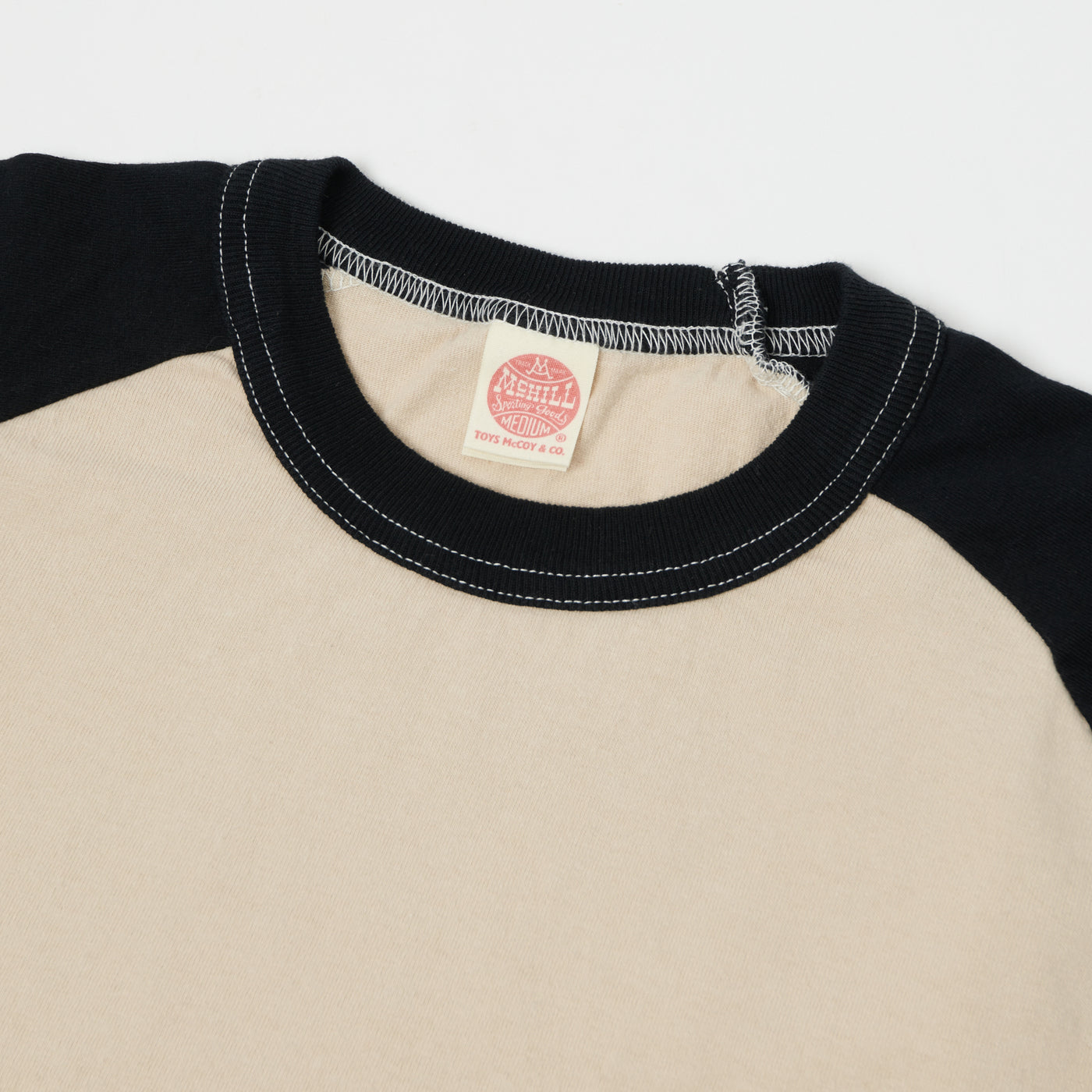 TOYS McCOY Raglan Sleeve Baseball T-Shirt - Ivory/Black