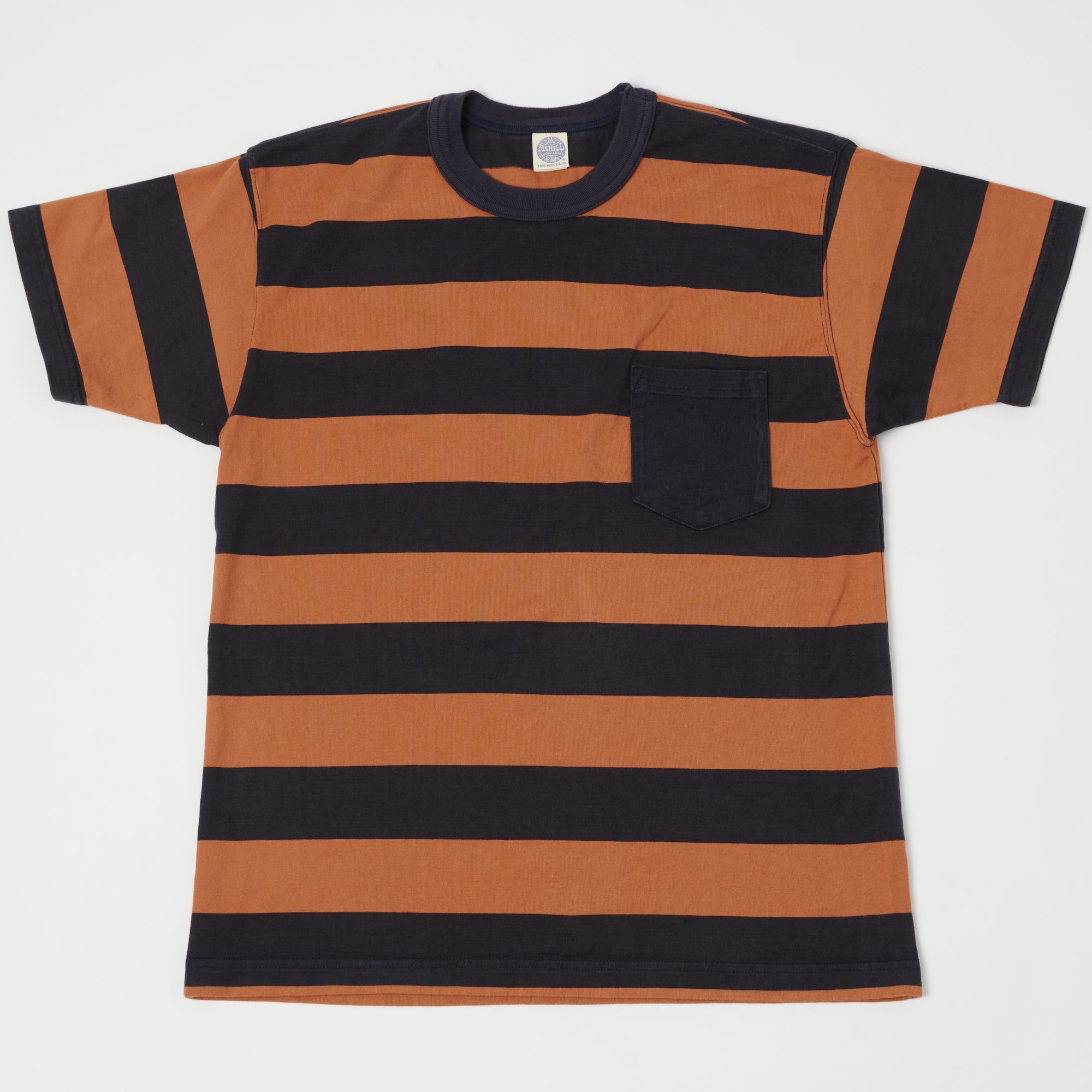 TOYS McCOY Bordered Stripe Pocket T-Shirt - Carrot/Navy