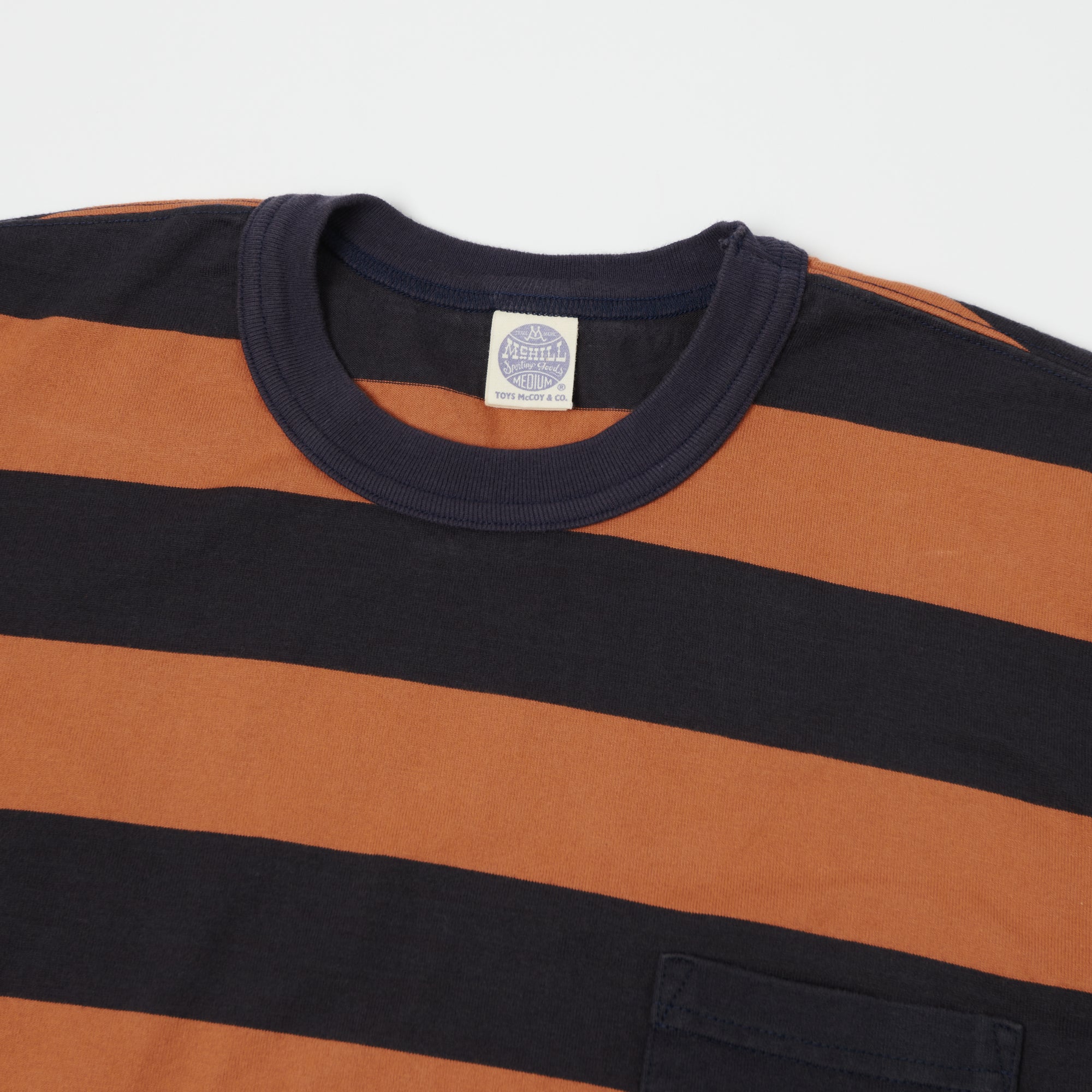 TOYS McCOY Bordered Stripe Pocket T-Shirt - Carrot/Navy
