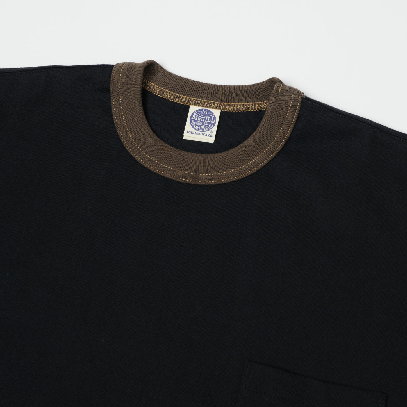 TOYS McCOY Ringer Pocket T-Shirt - Black/Brown