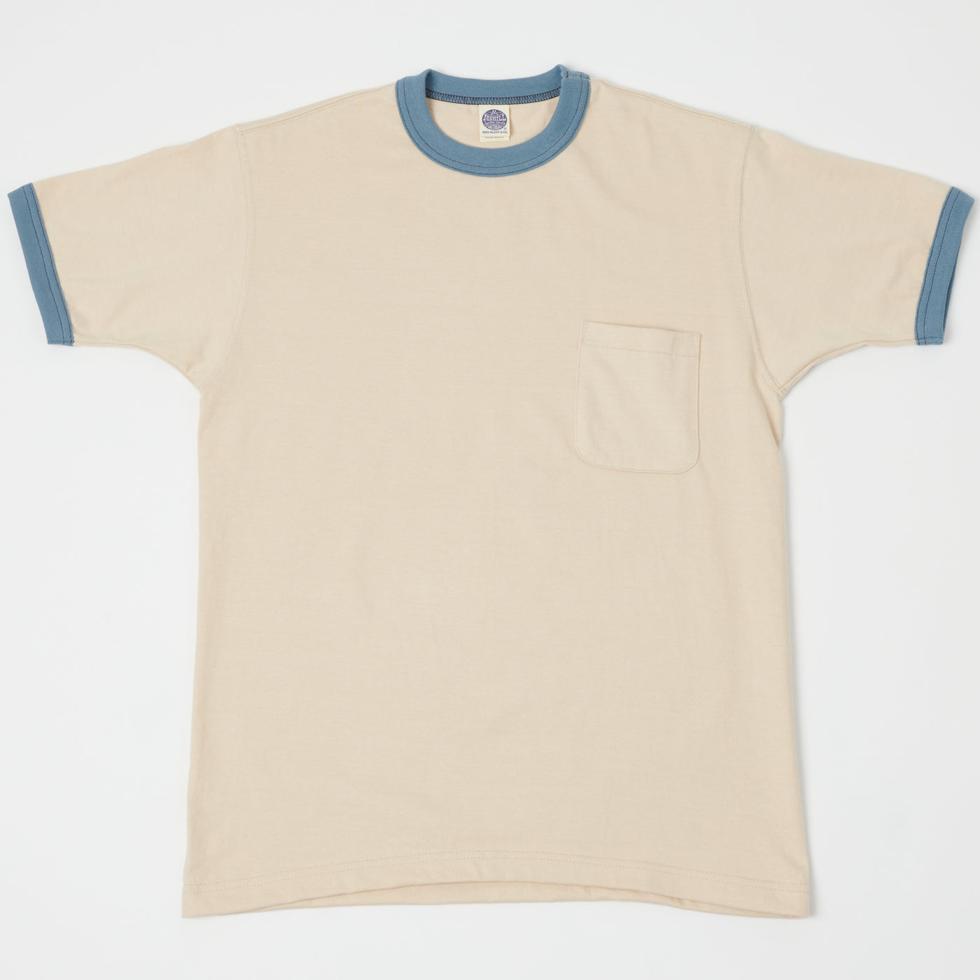TOYS McCOY Ringer Pocket T-Shirt - Beige/Blue